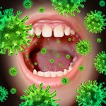 in image of mouth bacteria flying from someones mouth